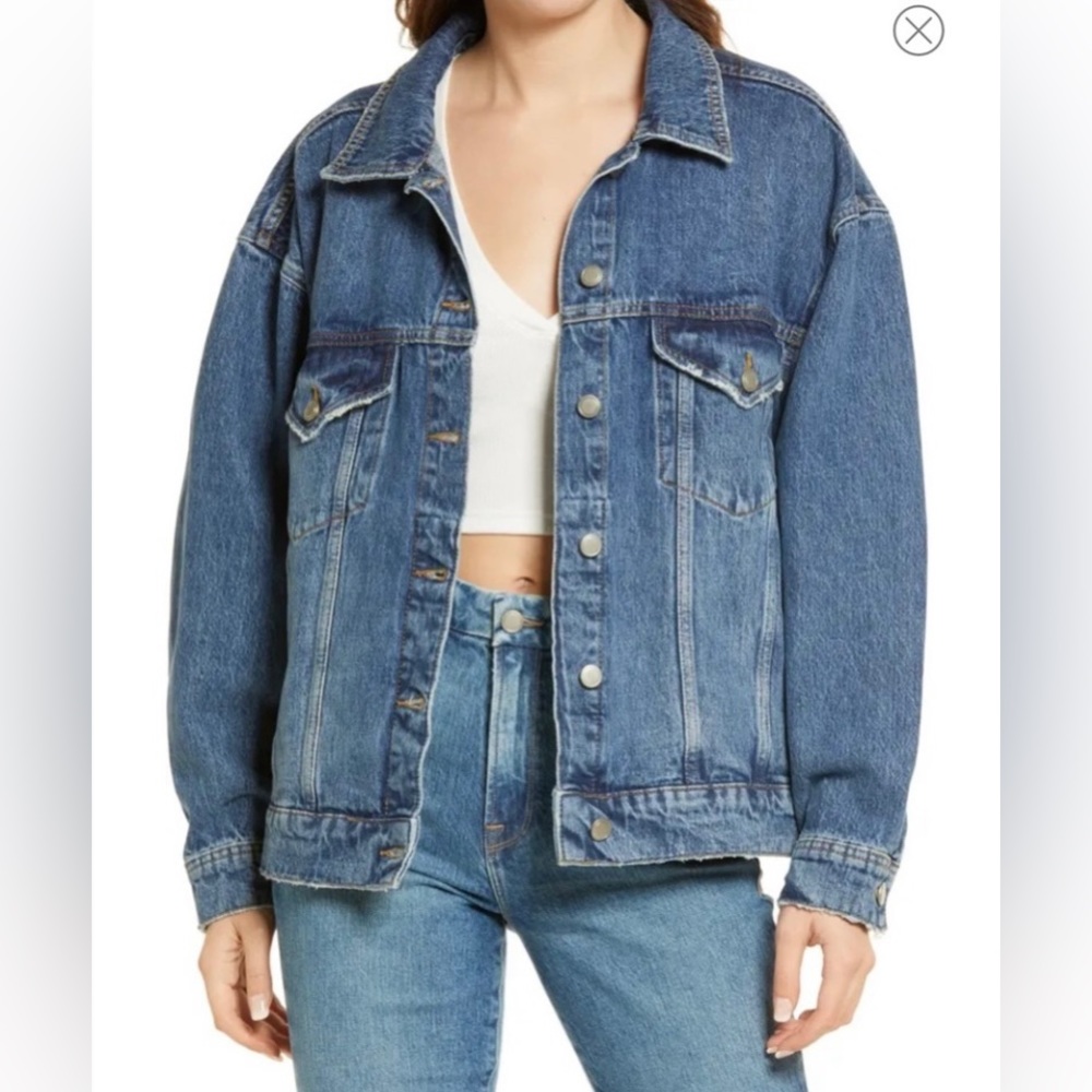 Good American Oversized Trucker Jacket Small/1 Color Blue